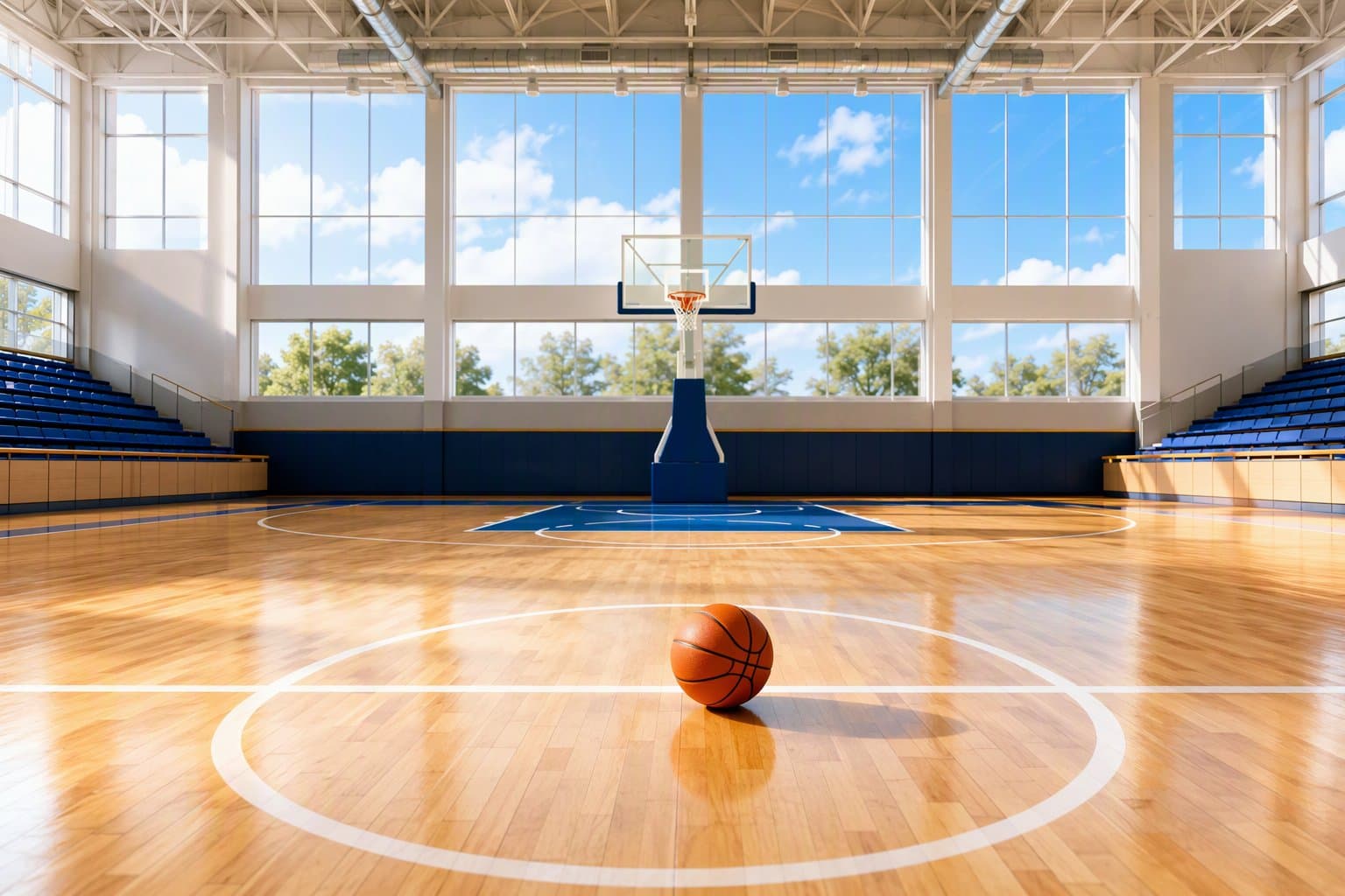 Sunlit basketball court - illustration, Jake Team LLC