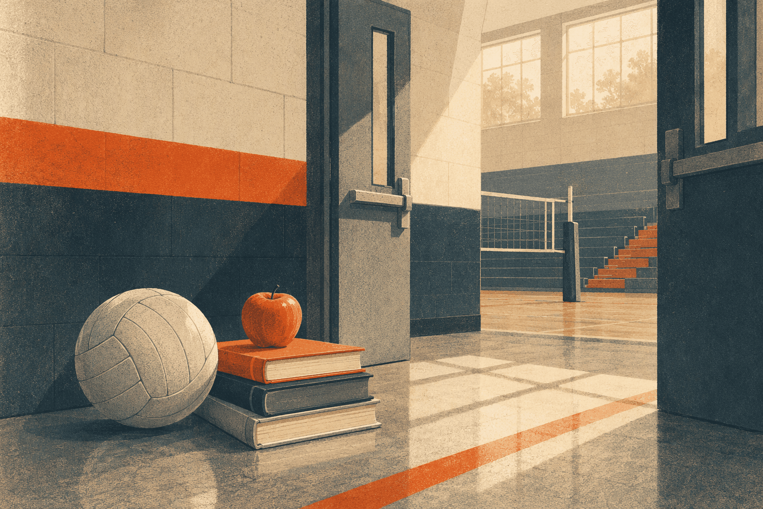 School Volleyball Transition - illustration, Jake Team LLC