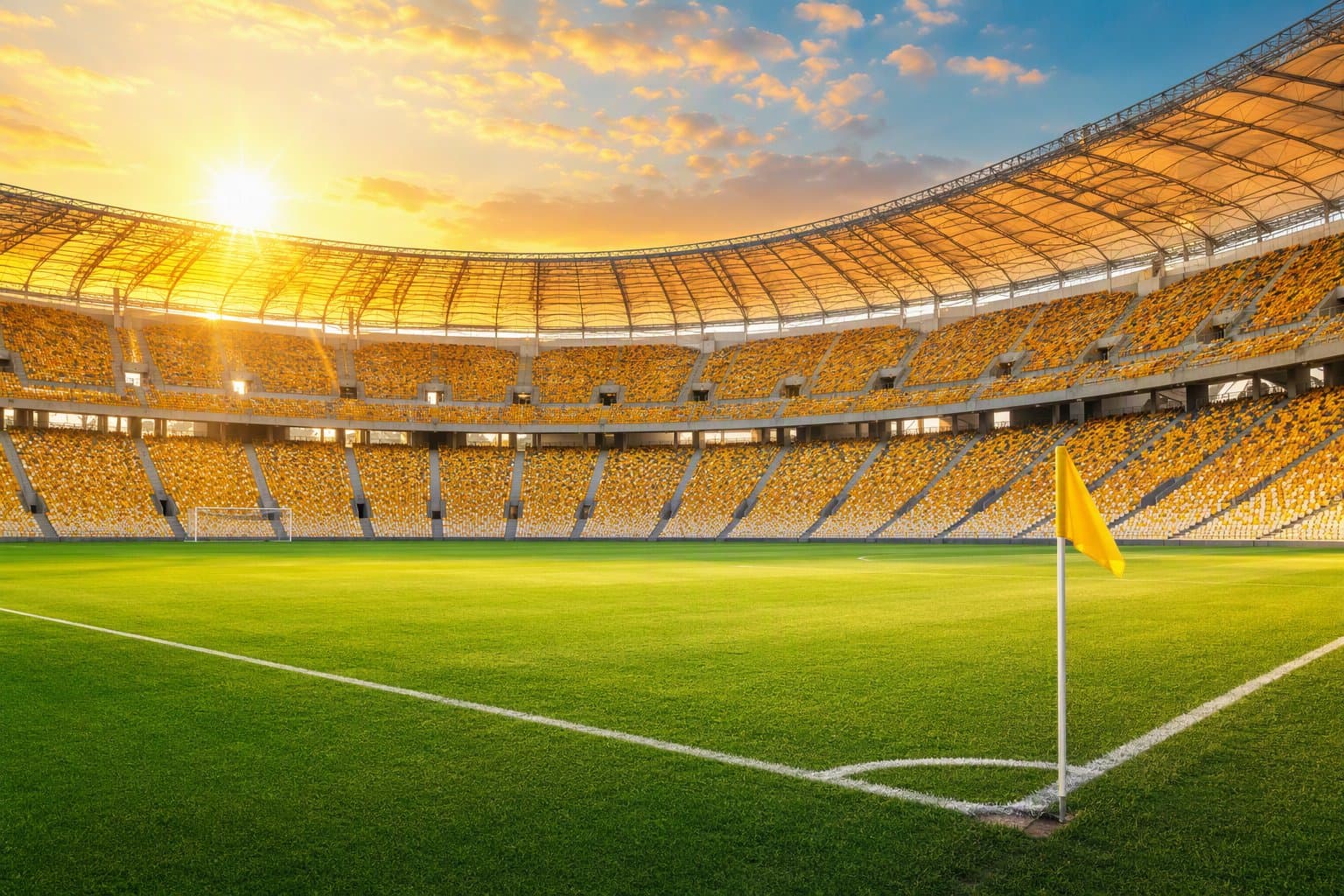 Sunlit football stadium - illustration, Jake Team LLC