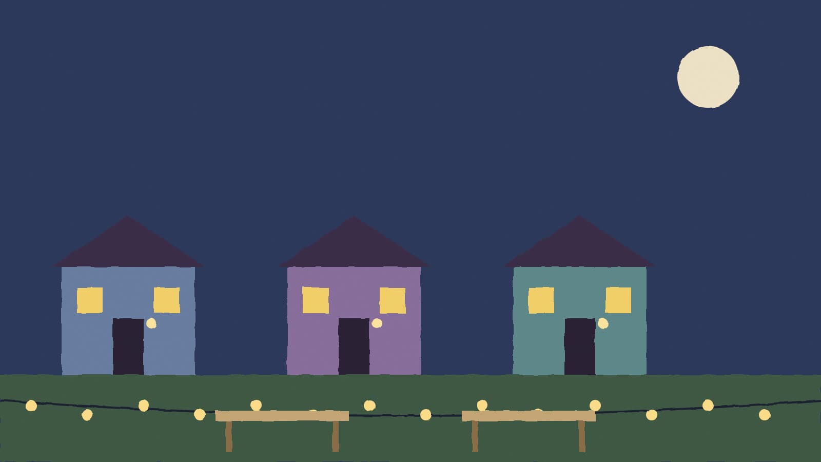 Neighborhood block party at night - illustration, Jake Team LLC