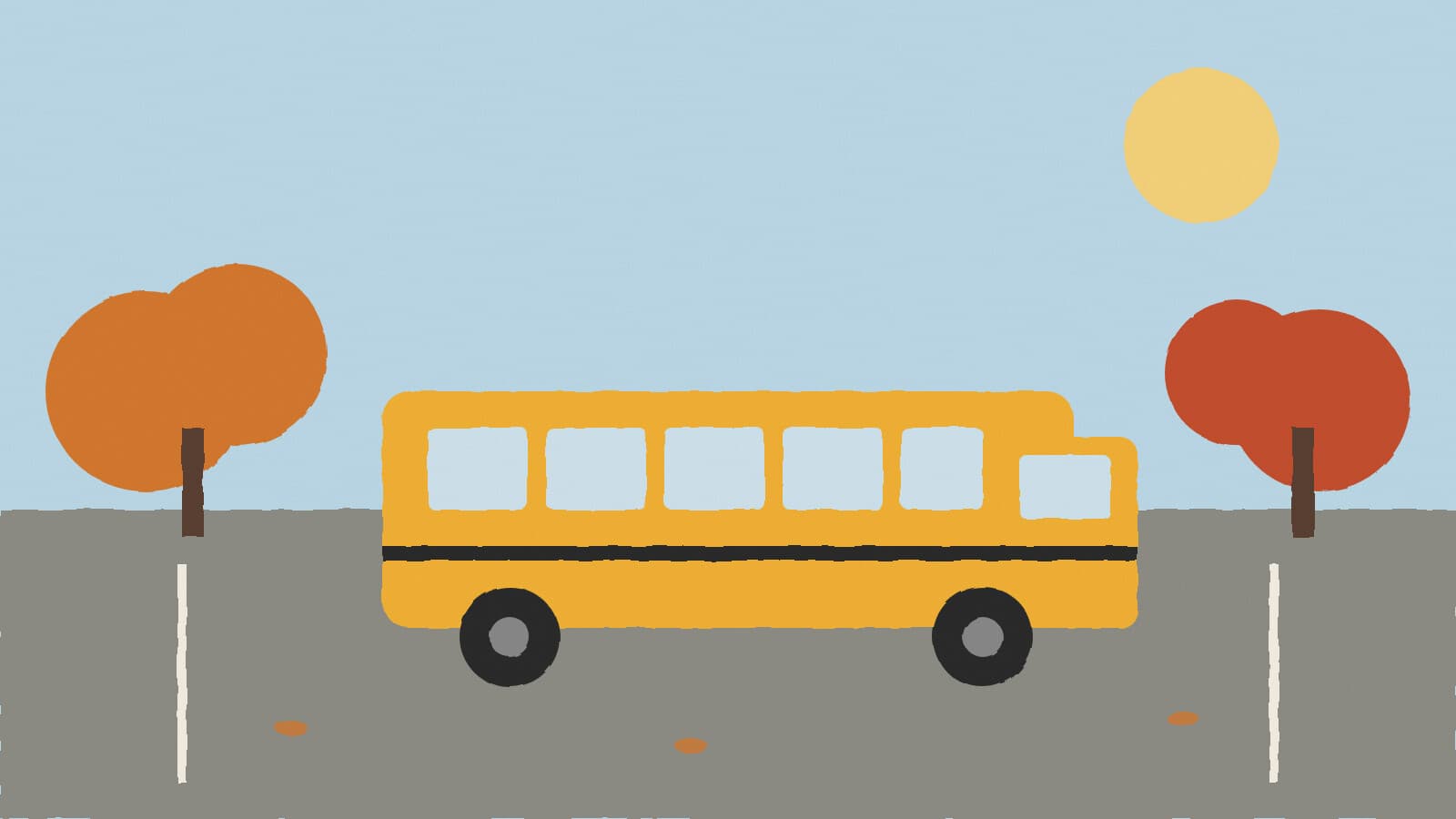 Parked school bus in fall - illustration, Jake Team LLC