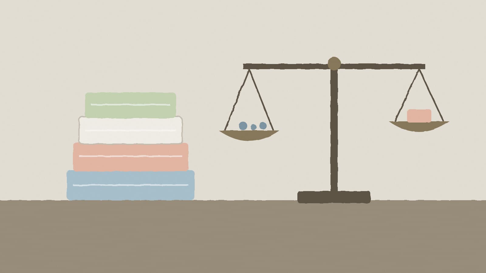 Folded children's clothes and scales - illustration, Jake Team LLC