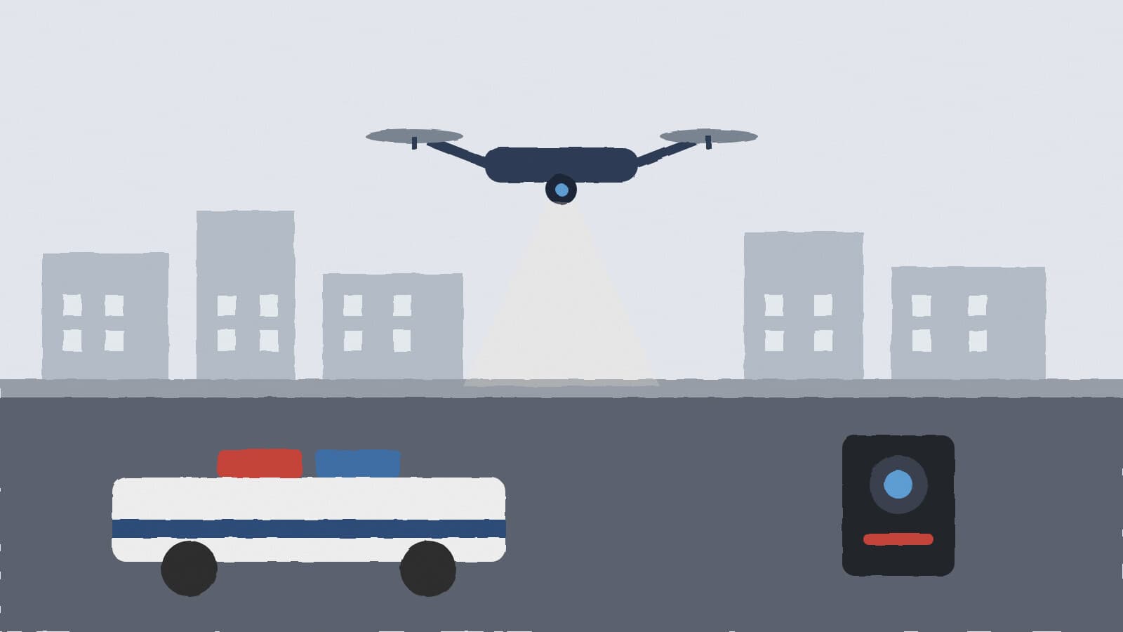 Police drone and body camera - illustration, Jake Team LLC