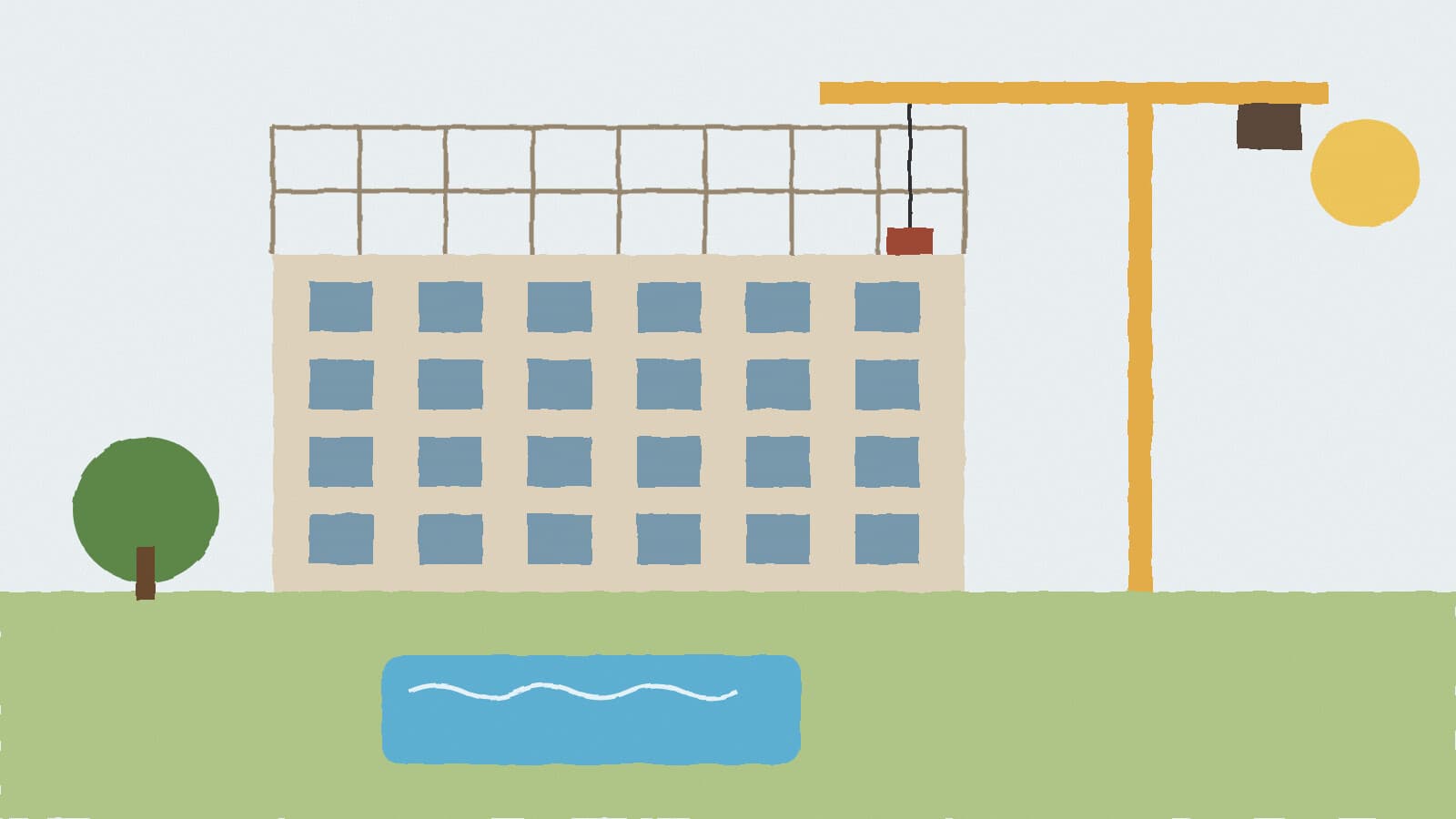 Apartment building under construction - illustration, Jake Team LLC